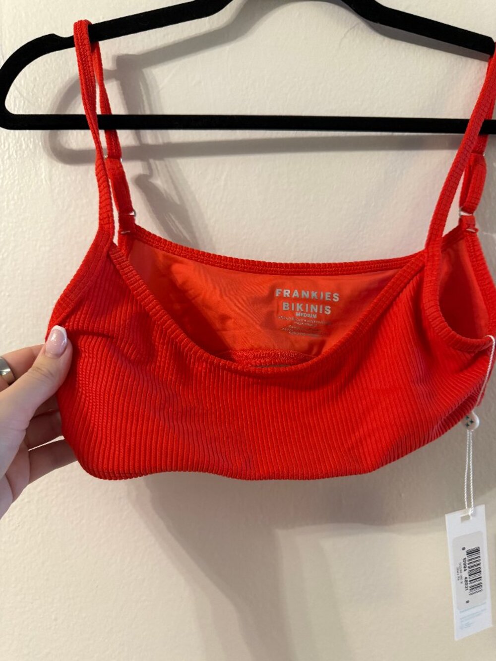 Frankie's Bikinis red top ONLY size M medium NTW Dallas Rib 10